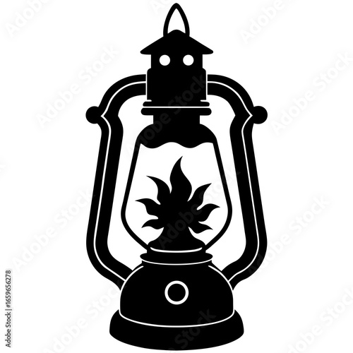 Halloween Oil lamp vector silhouette on white background