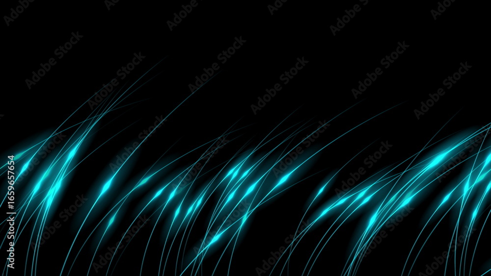 Fototapeta premium Blue glowing neon wavy lines abstract elegant background