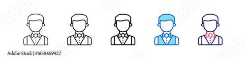 Croupier Icon In 5 Different Styles Set Collection.   