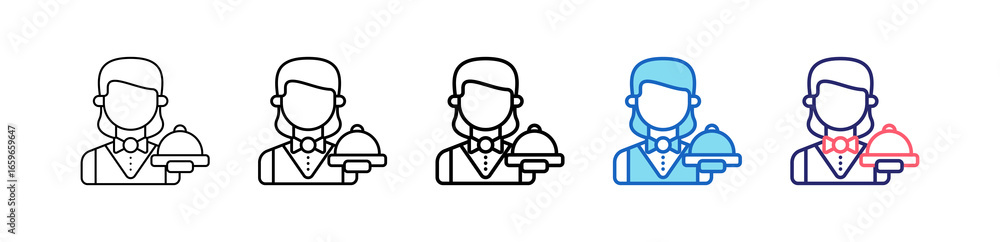 Obraz premium Waitress Icon In 5 Different Styles Set Collection.