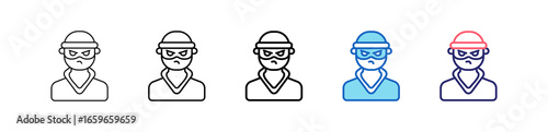 Thief Icon In 5 Different Styles Set Collection.   