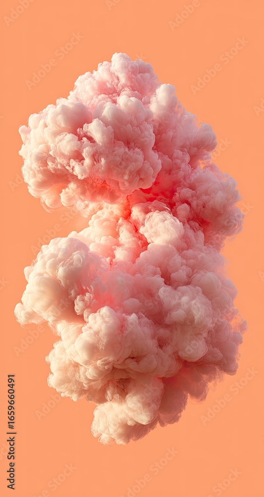 Fototapeta premium Pink Cloud Explosion Against Peach Background