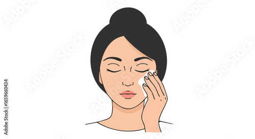 Woman applying a facial tissue to her eye area.
