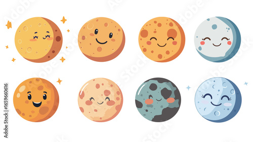 Cute Moon Planet Vector Graphic Design – Adorable Cartoon Style Illustration