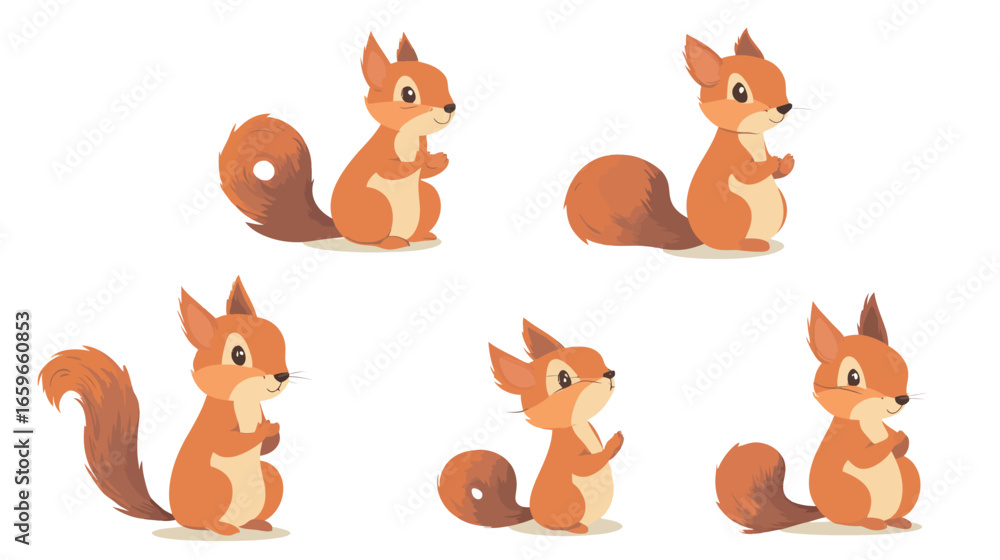 Naklejka premium Cute Squirrel Vector Illustration – Adorable Cartoon Style