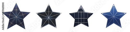 Wallpaper Mural Star shaped solar cell panels isolated on transparency background with different designs and blue shades, showcasing renewable energy innovation Torontodigital.ca