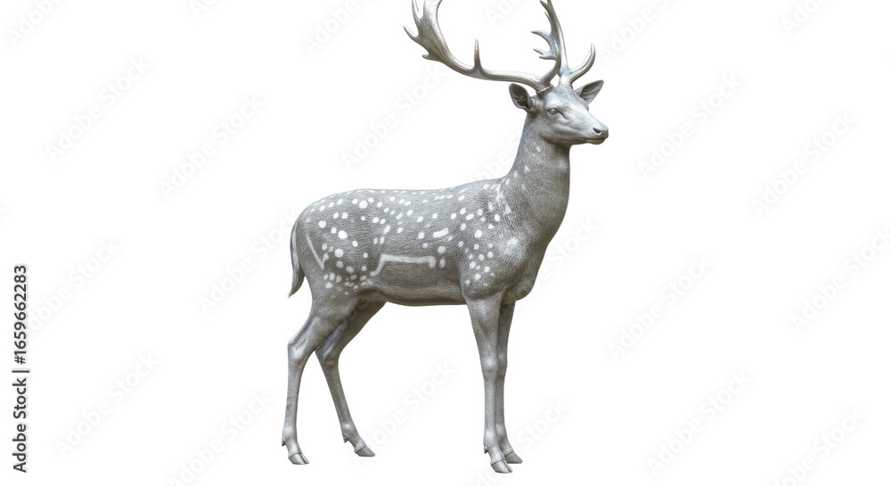 Obraz premium Gray Spotted Deer with Antlers.