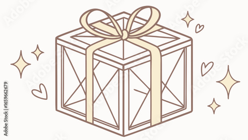 Illustration of a gift box with ribbon and bow, perfect for birthdays, holidays, or any special occasion