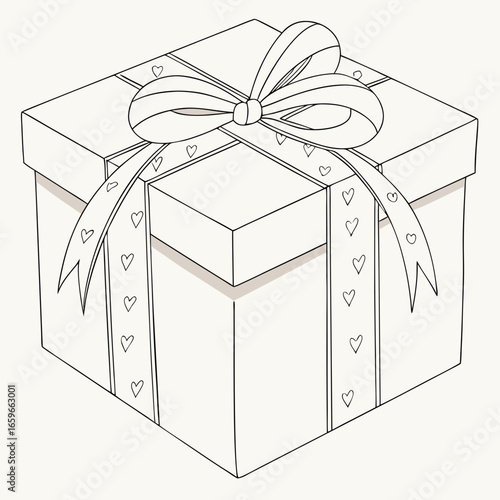 Vector art of charming gift box with heart ribbon, perfect for expressing love and affection on special occasions