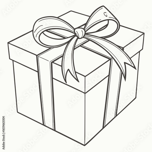 Vector art of classic gift box with ribbon, a timeless symbol of celebration and thoughtful giving for any occasion