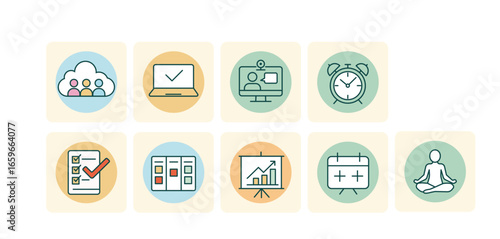 Smart Work and Productivity Icon Set