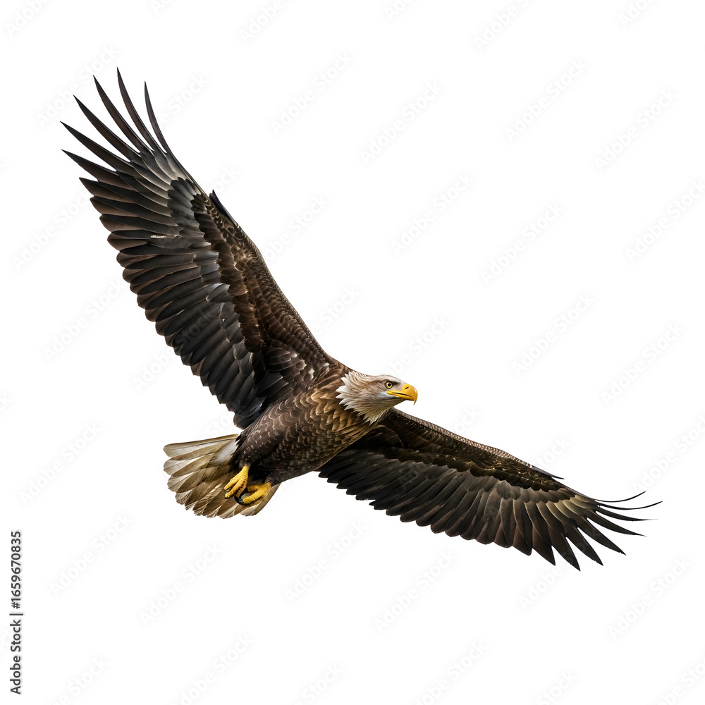 Obraz premium Majestic Bald Eagle Soaring with Wings Spread Wide.