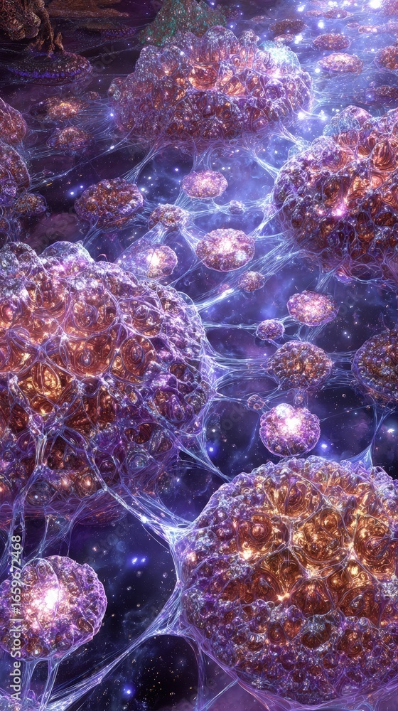 Fototapeta premium Abstract Colorful Space Cells Digital Art