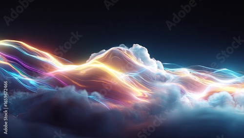 Abstract glowing lines cloudscapes, digital art
