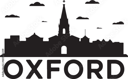 Oxford Mississippi Skyline | Black Silhouette Vector on White Background