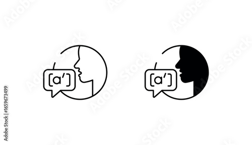 Pronunciation icon design with white background stock illustration