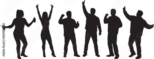 Energetic Party Crowd Silhouettes Vector Collection