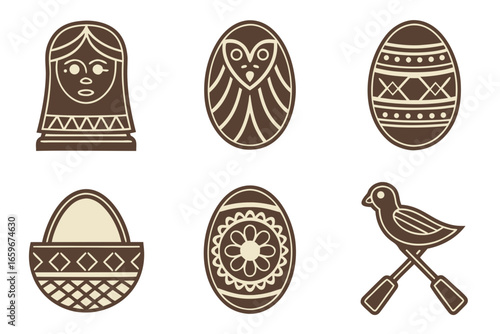 Traditional ukrainian pysanky easter eggs and folk art motifs