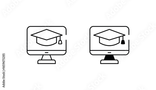 English Graduation icon design with white background stock illustration