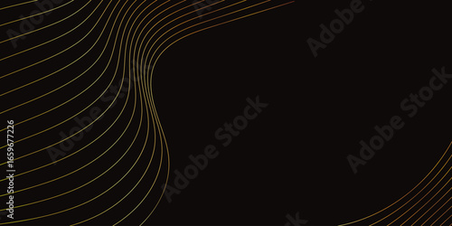 Black Gold Abstract Background Vector, Luxury Curved Line Pattern, Elegant Dark Minimal Design, Modern Premium Backdrop, Shiny Golden Wave Texture, Futuristic Business Wallpaper