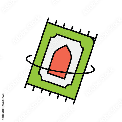 Prayer Mat color line icon with white background vector stock illustration
