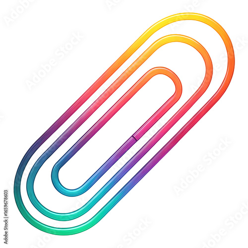 Paperclip neon gradient vibrant colors isolated on a transparent background image PNG file 