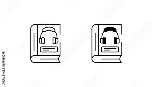 Audio Book icon design with white background stock illustration