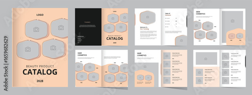 Beauty product catalog design template for women ladies product,  cosmetic or beauty product catalog layout