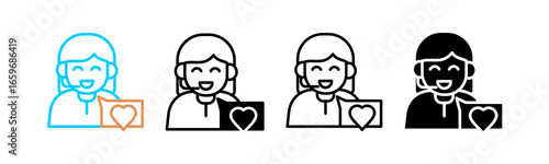 Smile Multi style icon in line color, mixed, lineal color, glyph, line.