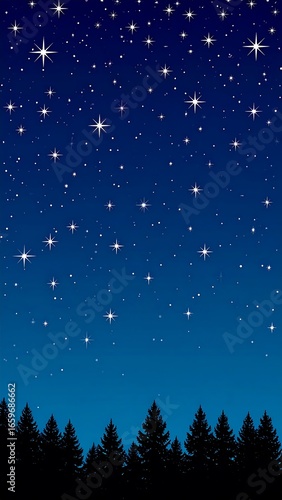 Night sky with forest silhouette