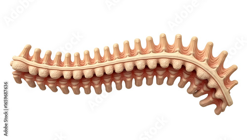 Anatomy & Physiology A cross-section of the spinal cord with meninges, isolated on white, showing dura mater, arachnoid mater, pia mater(3)