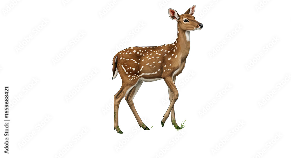 Fototapeta premium Spotted Deer Illustration on Transparent Background Wildlife Art.