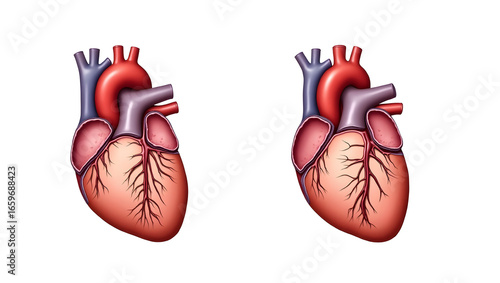 Anatomy & Physiology A labeled cross-section of the heart, isolated on white, showing myocardium, endocardium, pericardium, papillary muscles, and conduction(3)
