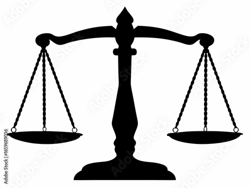 Scales of Justice Black Silhouette Vector Illustration