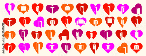 Hearts open with doors vect...