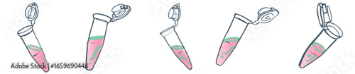 Hand Drawn Eppendorf Tubes for DNA, RNA, and Protein Analysis in Biotech Laboratory Illustration PNG