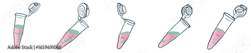 Hand Drawn Eppendorf Tubes for DNA, RNA, and Protein Analysis in Biotech Laboratory Illustration PNG