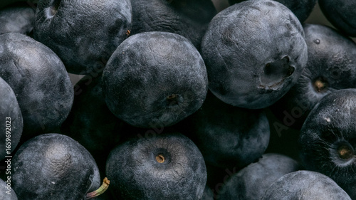 Bilde på lerret Plump blueberries glisten with morning dew, evoking forest whispers, Nordic mids
