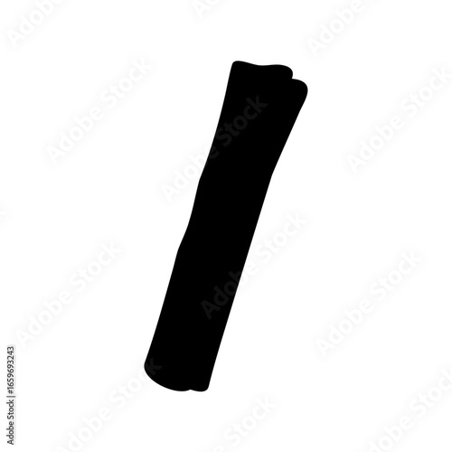 Minimalist black and white illustration of a cylindrical object casting shadow