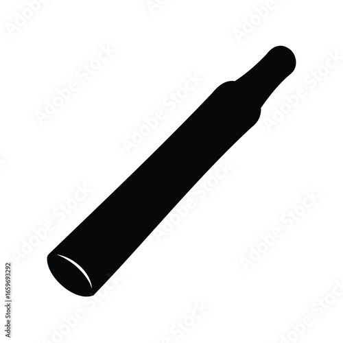 Black silhouette of a vape pen, a modern smoking device illustration