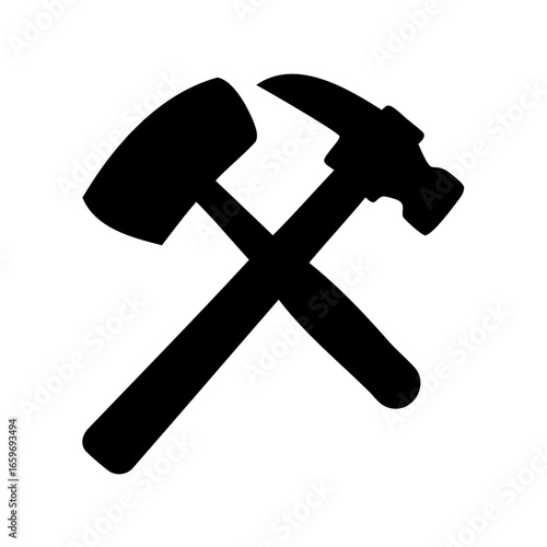 Overlapping Hammers Silhouette Depicting Construction, Carpentry, and Tool Related Industries