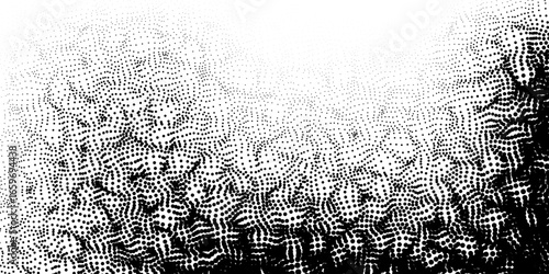 Vector vibrant halftone tonal wavy pattern. Pointillist liquid flow modern background design.