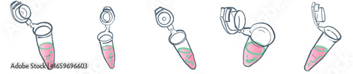 Hand Drawn Eppendorf Tubes for DNA, RNA, and Protein Analysis in Biotech Laboratory Illustration PNG
