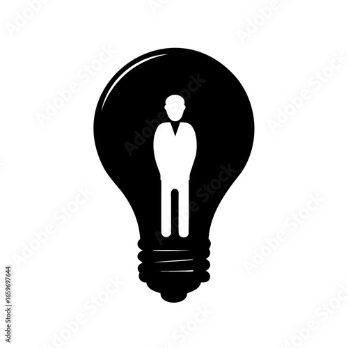 Human potential and creative ideas concept represented by lightbulb containing a person