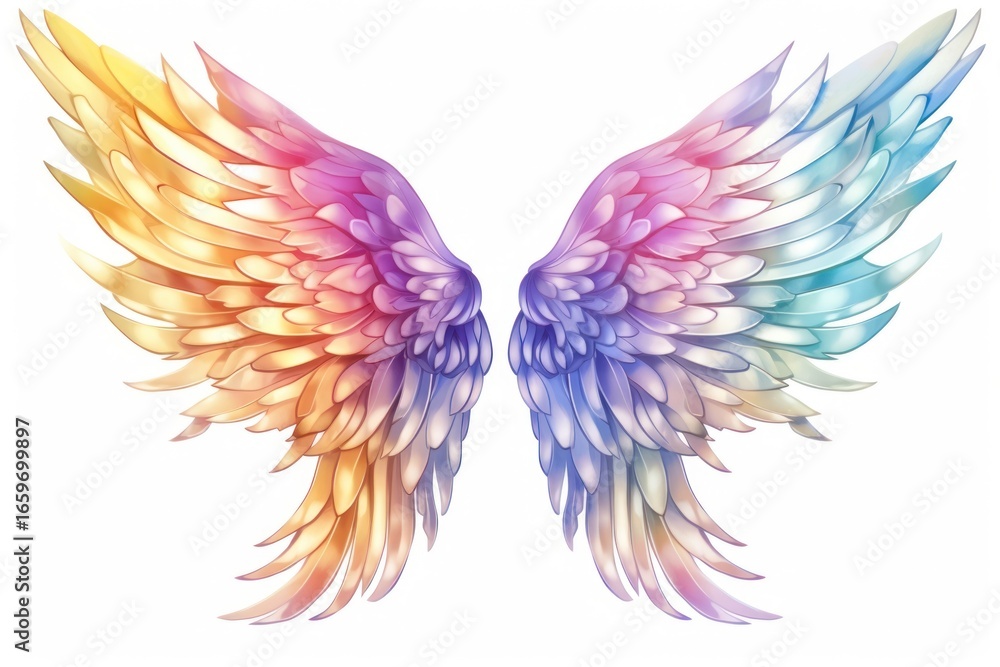 Obraz premium Rainbow angel wing white background lightweight creativity.