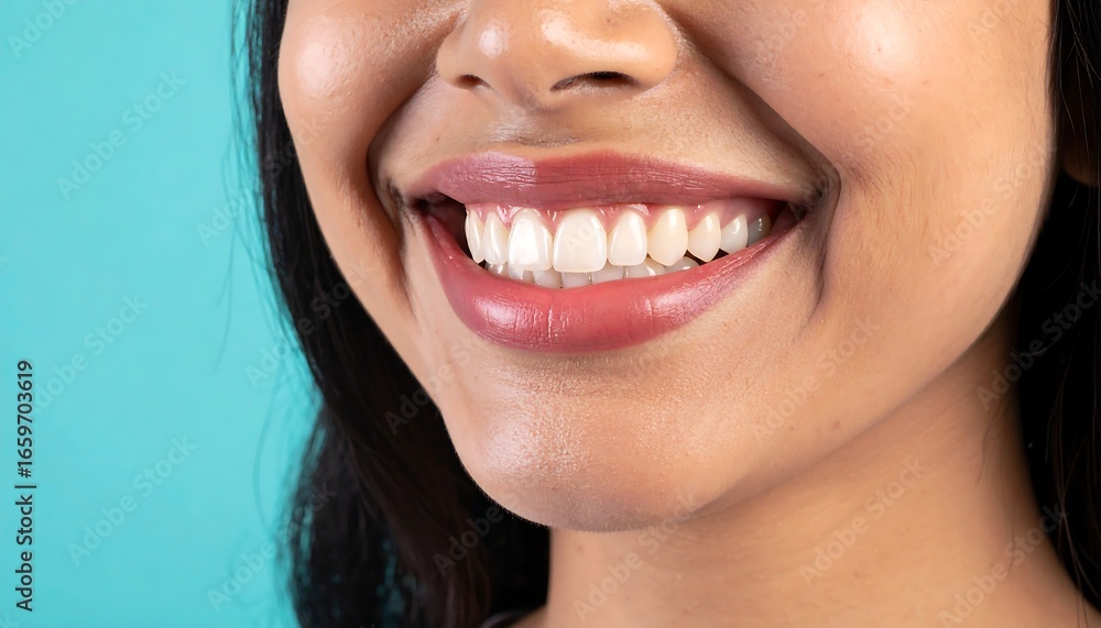 Fototapeta premium Close-up of a smiling woman's teeth
