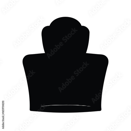 Abstract silhouette of an antique chair with decorative back in black