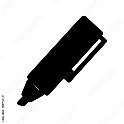 Black silhouette of a broad marker or highlighter on a white background