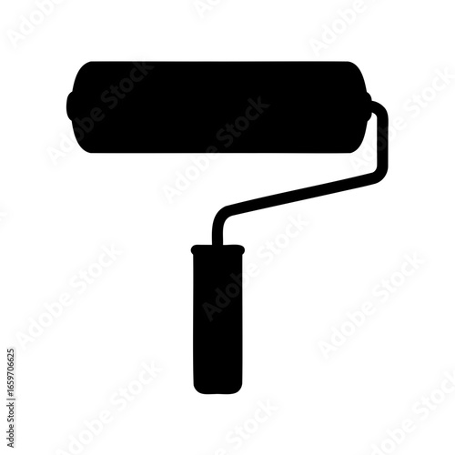 Black silhouette of a paint roller used for house painting works