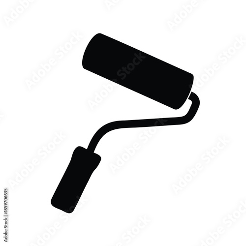 Black and white illustration of a paint roller used for interior design